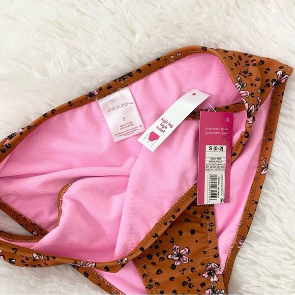 Animal Print Floral High Leg High Waist Bikini Bottoms - Picture 3 of 4